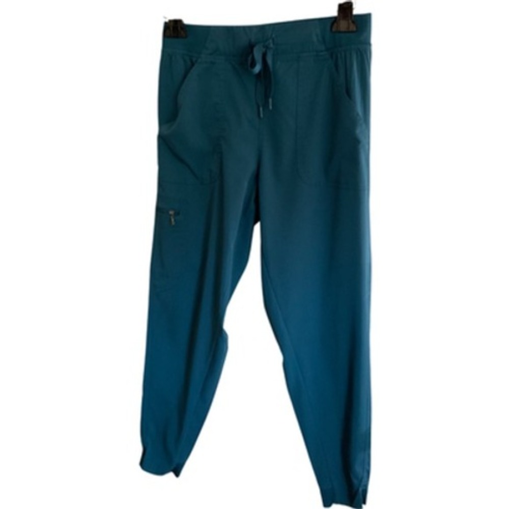 ADAR PRO Teal Blue Jogger Scrub Pants‎ Cargo Zip Pocket Womens Medical Uniform M